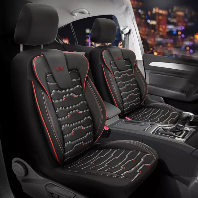 Seat coverings suitable A for VW Bora in black red complete