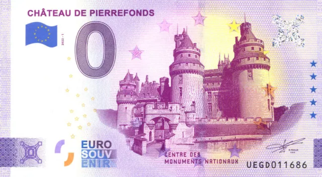 60 PIERREFONDS Château, 2022, Billet Euro Souvenir