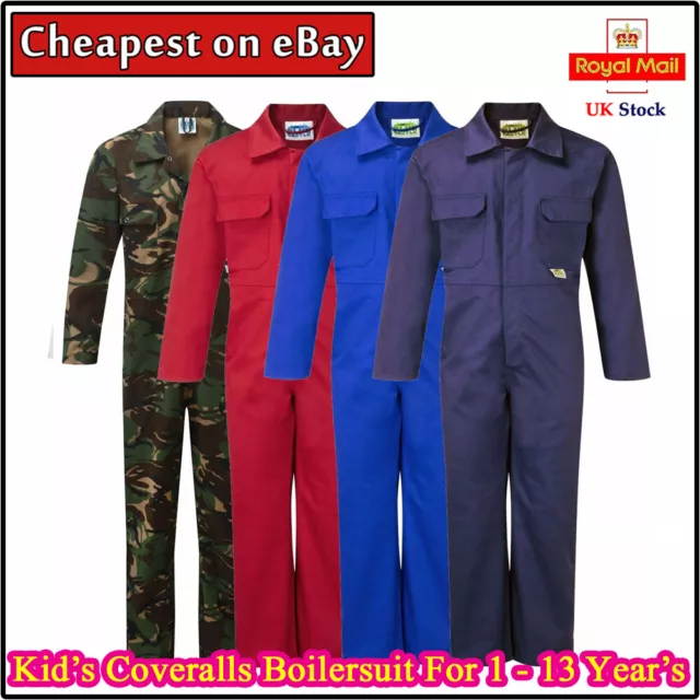 New Kids Childs Childrens Boys & Girls Boilersuit Overalls Coverall Boiler Suit