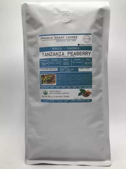 8oz/5lb - Tanzania Peaberry – African – Premium Fresh Roasted To Order Coffee