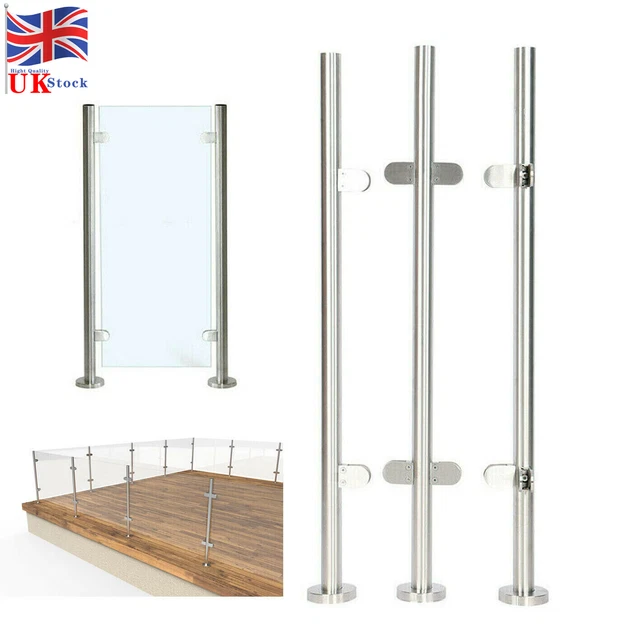 110CM STAINLESS STEEL Glass Balustrade Posts Grade 316 Pole Clamp