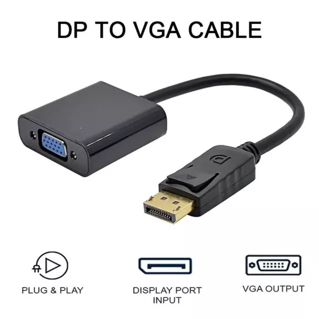 Display-Port zu VGA Adapter DP Stecker auf VGA Buchse Konverter PC Beamer DE