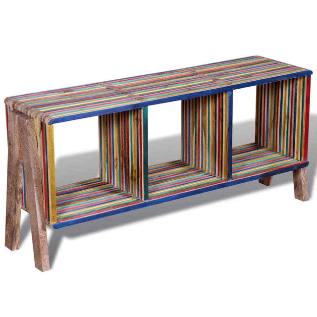 TV Cabinet with 3 Shelves Stackable Reclaimed Teak Colorful