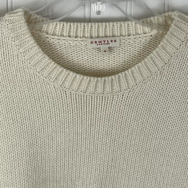 Demylee Sweater Womens IvoryThick Wool Cotton Pullover Knit New York Jumper Med 2