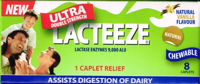 =>Price Smash Lacteeze Ultra Double Strength 8Chewable Caplets,Bloating,Diarrhea