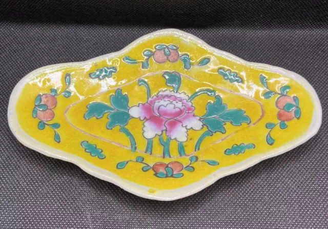 Antique 19th C Chinese Porcelain Hand Painted Floral Dish Excellent Condition
