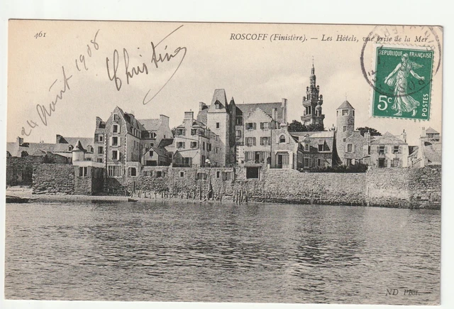 Carte Postale Ancienne SANTEC 29 – Les Rochers, Plage Et Hôtel Du Gulf Stream