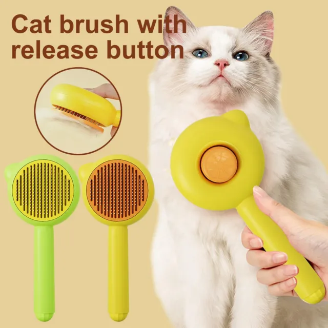 Pet Hair Removal Brush Grooming Comb Self Cleaning Dog Slicker Brush W/Massage