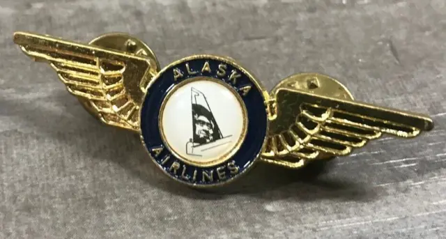 Vintage Alaska Airlines Souvenir Pin Flight Wings Pilot Aviator Airplane