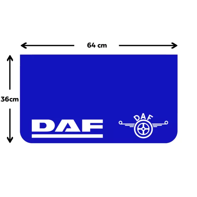 DAF Lorry HGV Rear Mudflaps 36x64cm Smooth Blue PVC Mud Flaps White Text + Logo 2