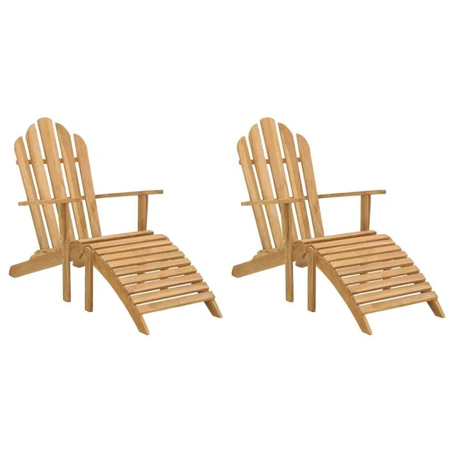 Adirondack Chairs with Footrests 2 pcs Solid Wood Teak vidaXL Adirondack Chairs with Footrests 2 pcs Solid Wood Teak vidaXL