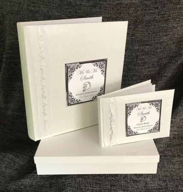 Personalised MR & MR Large White Wedding Album or a  GUEST BOOK   #PG3