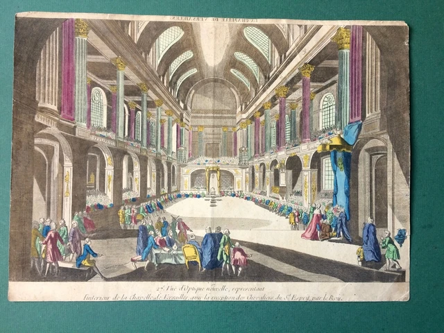GRAVURE 27e vue d'optique nouvelle intérieur de chapelle de Versailles XVIIIe