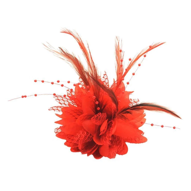 Fascinators flor plumas novia joyas para el cabello, flores corsé broche alfileres para