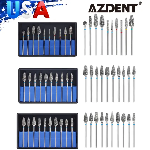 AZDENT Dental Lab Polishing Bur Drills Tungsten Steel Carbide Burs HP 2.35MM USA