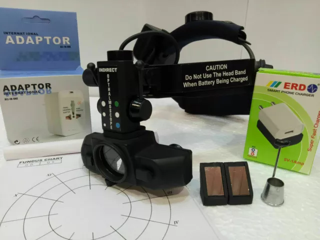 Wireless Ophthalmoscope Indirect Rechargable with Carry Bag Accessories