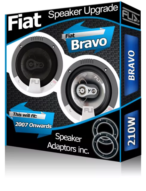 Fiat ¡Bravo Puerta Delantera Altavoces FLI Coche + Altavoz Soportes Adaptadores