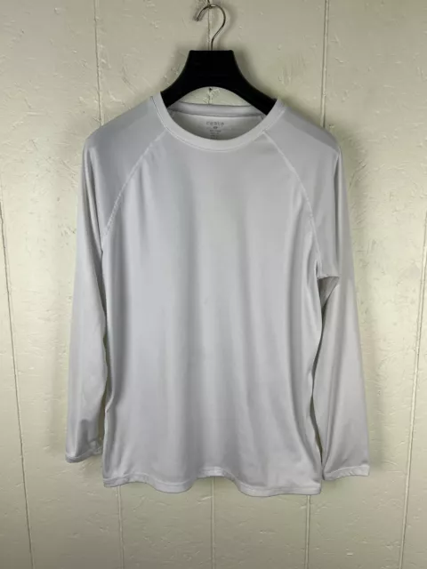 Tesla Shirt Men's Large White Crew Neck  Long Sleeve Stretch Pullover