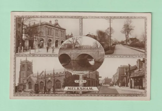 Wiltshire postcard - Melksham Multi View - High Street - Spa Road - Church - Rp