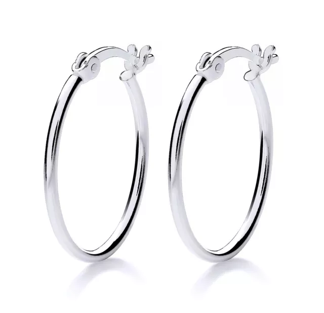 925 Sterling Silver Oval Hoop Earrings - 2.0cm Length - Ladies / Girls