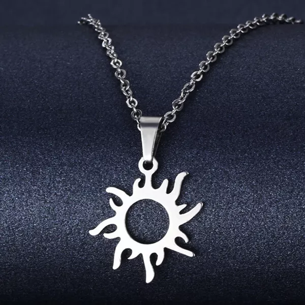 925 Silver Filled Sun Totem Pendant Chain Necklace Women Girl Men Jewelry Choker