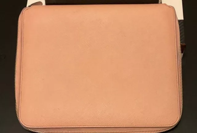 smythson of bond street zip around a5 folio peach notebook cover 2