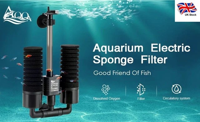 AQQA Aquarium Double Foam Electric Sponge Filter 3W/5W Quiet Electric Power Tank