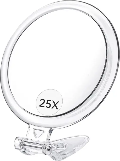 25X Magnifying Mirror, 25X/1X Double-Sided Hand Held Magnified Mirror, Perfec...