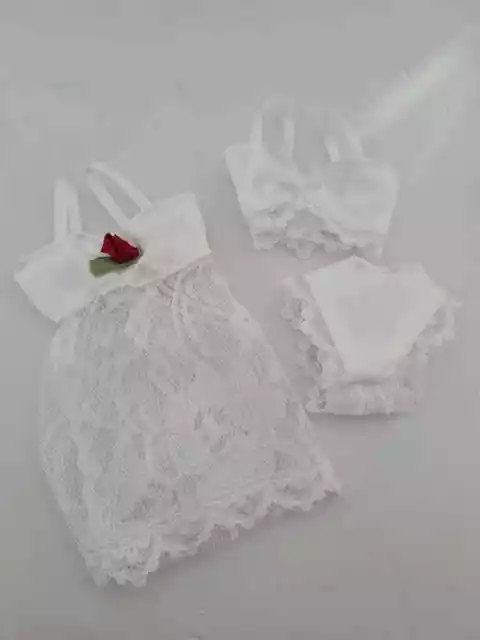 11 1/2" doll Barbie doll clothes - white 3 piece lingerie set