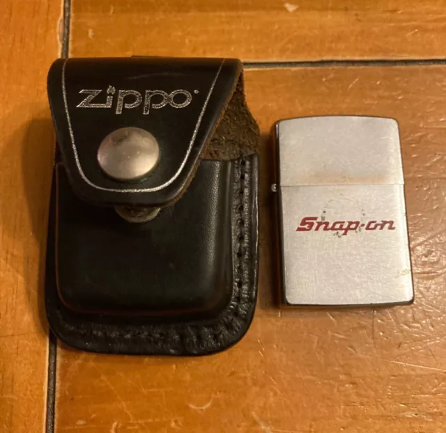 Snap-On Zippo Lighter And Leather Pouch. Very Good Condition