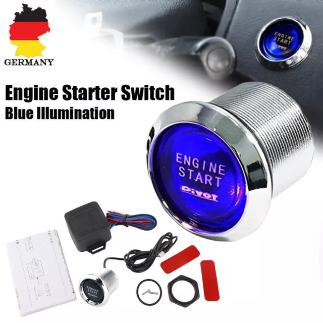 Universell Auto Motor Startknopf Druckschalter Drucktaster Zündung Starter Blau