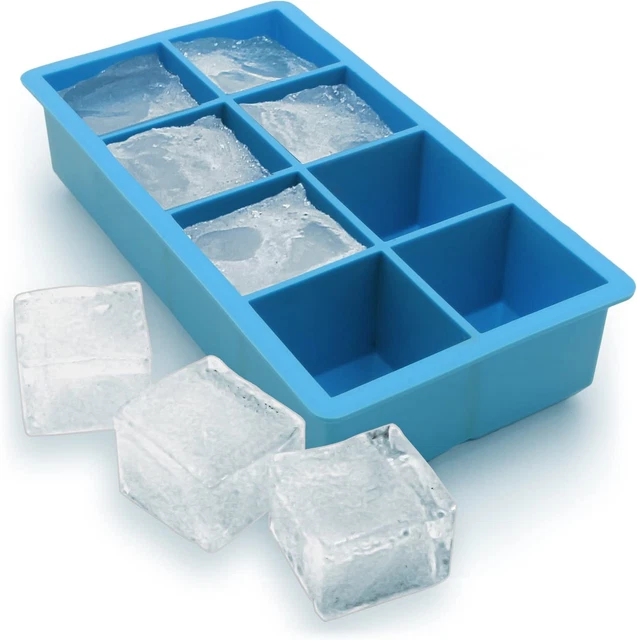 Bandeja de cubo de hielo de silicona IGadgitz Home U6787 8 cuadrado extra grande grado alimenticio jumbo