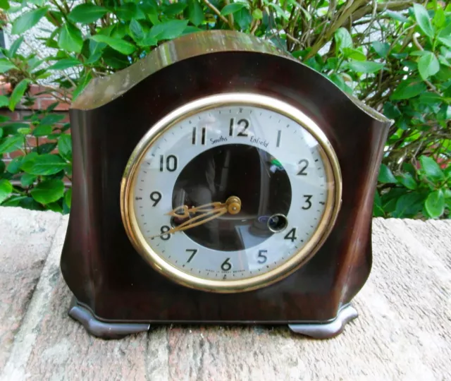 1950s Bakelite Smiths Enfield 8 Day Striking Mantel Clock - Serviced & Cleaned