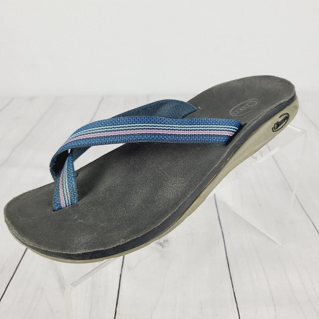 Chaco Tanana EcoTread Women's Size 8 Flip Flops Sandals Thongs Toe Loop Blue EUC