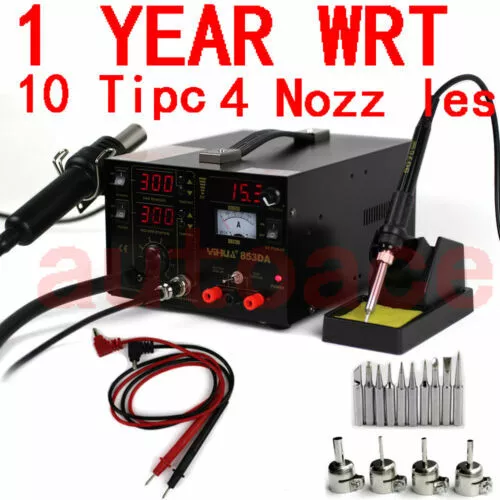 3in1 853DA DC POWER SUPPLY HOT AIR GUN SOLDERING REWORK STATION 1YEAR WRT SMD AU