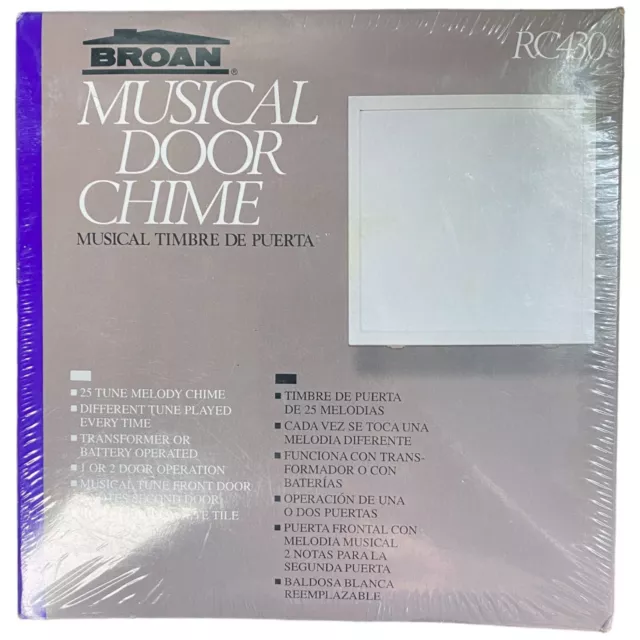 NEW BROAN DOOR CHIME 25 Tune Melody Musical RC430 1 Door Or 2 Doors White SEALED