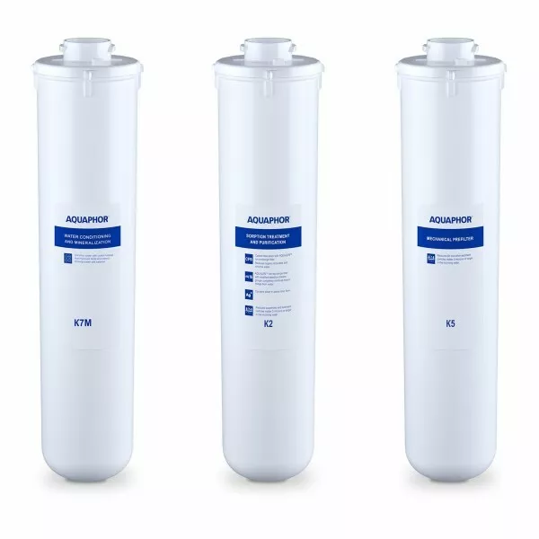 AQUAPHOR Wasserfilter Set K5+K2+K7M (Remineralisierung) für Umkehrosmose-Systeme