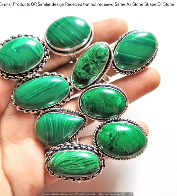Malachite 15 Piece Wholesale Ring Lots 925 Sterling Silver Ring NRL-1170