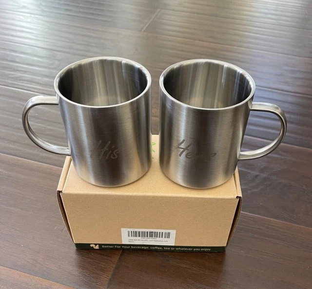 New! BetterForYour 304 Stainless Steel Double Wall His/Hers Mugs (Set of 2)