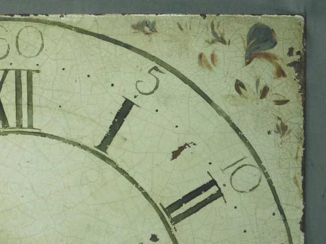 Antique 18th Century Iron Hand Painting Clock Dial 12" Square Roman Numeral Face 2