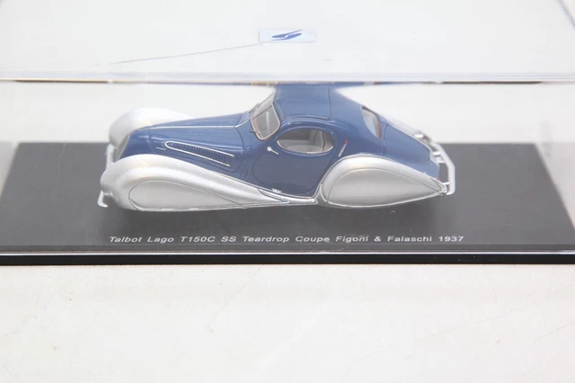 Miniature Spark 1/43 – Talbot Lago T150CS SS Teardrop Coupé Figoni & Falaschi 1937 – Bleu – Occasion