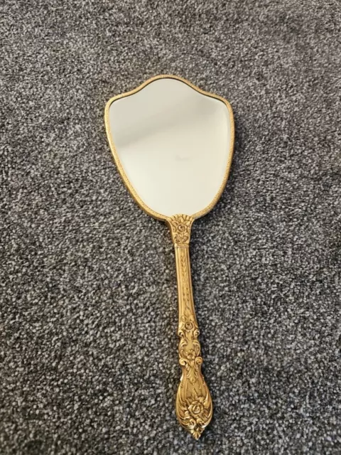 Vintage Victorian Collectable beautiful Handmade Hand Held bronze Golden Mirror