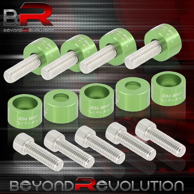 For Acura Honda JDM Green 8MM Engine Header Cup Bolts Washers Kit