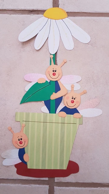 Fensterbild  Tonkarton "Käferchen mit Blume "
