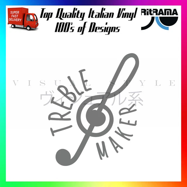 Treble Maker Decal Sticker Car Funny Trumpet Violin Musician Band Guitar Rock