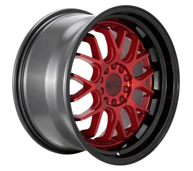 18x8.5 Candy Red Black Lip Wheels F1R F21 v2 5x112/5x114.3 30 (Set of 4)