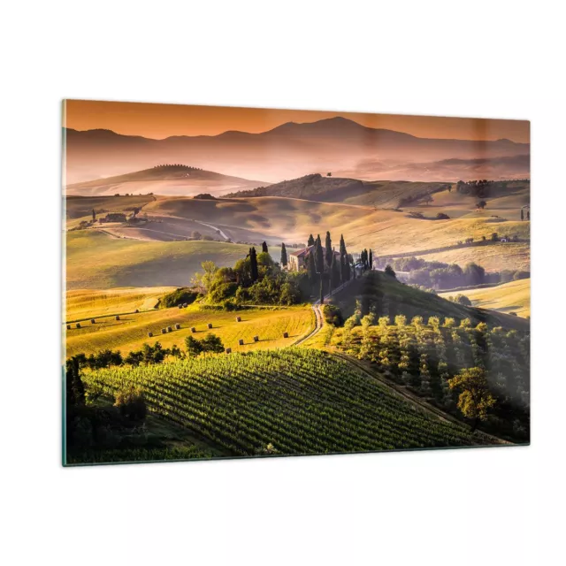 Wandbilder 120x80cm Glasbild Landwirtschaft Bauernhof Toskana XXL Bilder