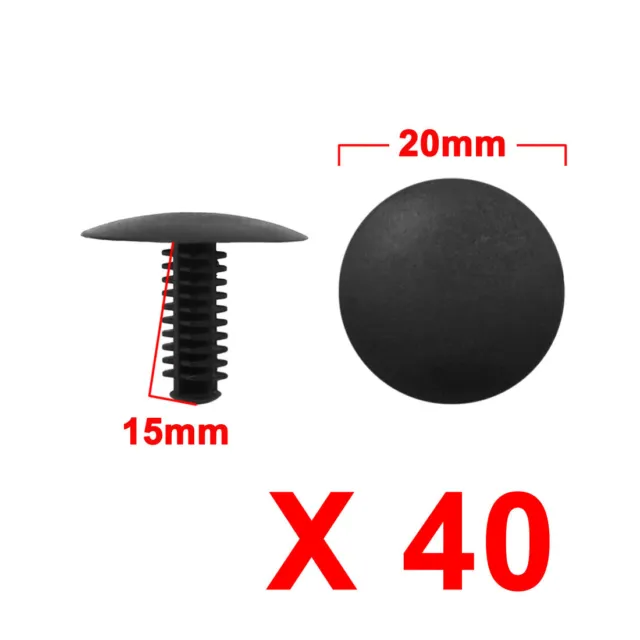 40pcs Black Car Plastic Push Rivet Fastener Bumper Clips Fit 5mm x 4mm Dia Hole