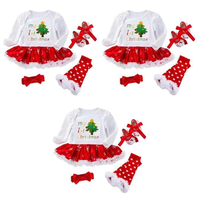 3 Pack Christmas Rompers Bodysuit Body Barboteuses De Noël Collants Nouveau-né T