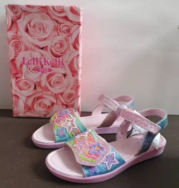 Lelli Kelly Rainbow Stars Multi Glitter Girls Sandals, Size 2.5 UK, 35 EU, NEW